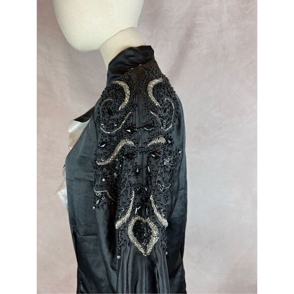 Vintage 1980s Beaded Ruffle Blouse - Picture 4 of 7